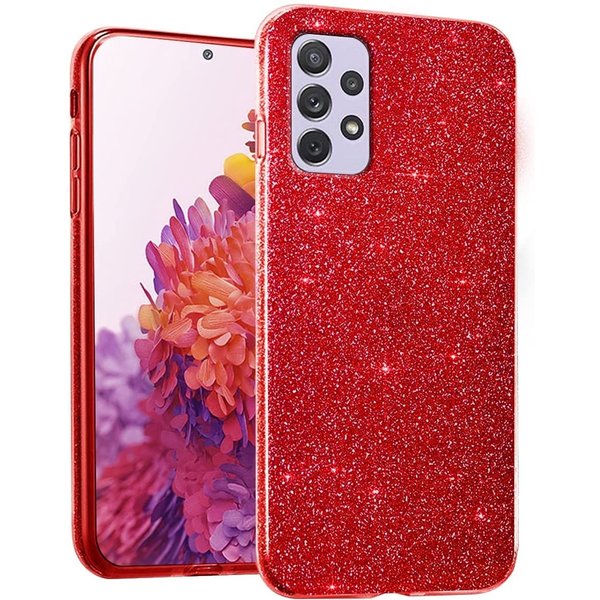 oTronica Geschikt Voor Samsung Galaxy A53 hoesje glitter backcover – Rood – oTronica