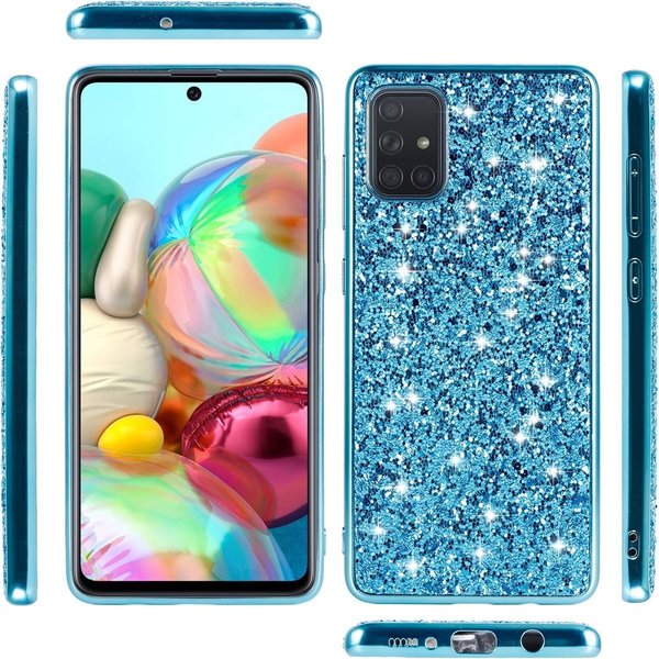 oTronica Hoesje Geschikt Voor Samsung Galaxy A73 hoesje glitter backcover – Blauw – oTronica