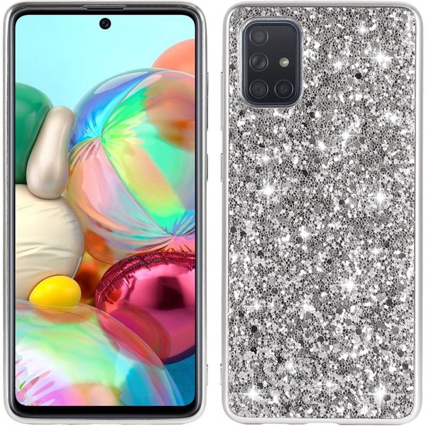 oTronica Hoesje Geschikt Voor Samsung Galaxy A73 hoesje glitter backcover – Zilver – oTronica