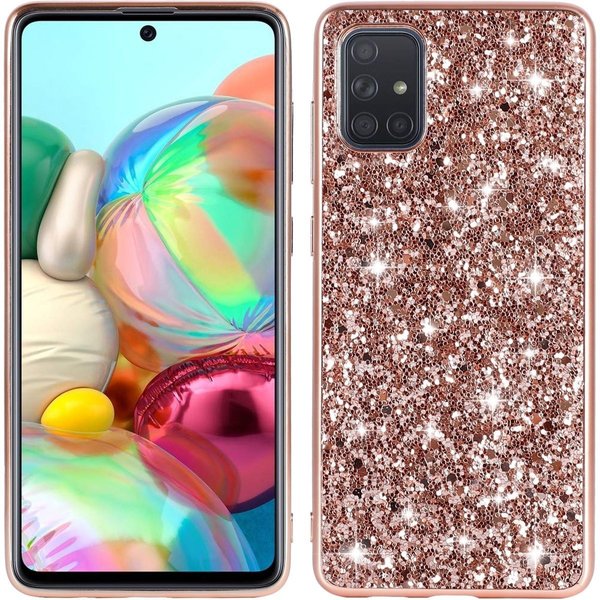 oTronica Hoesje Geschikt Voor Samsung Galaxy A73 hoesje glitter backcover – Rosegoud – oTronica