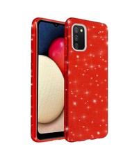oTronica Samsung Galaxy A02S glitter backcover- Rood