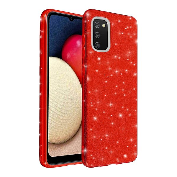 oTronica Hoesje Geschikt Voor Samsung Galaxy A02S hoesje glitter backcover – Rood – oTronica