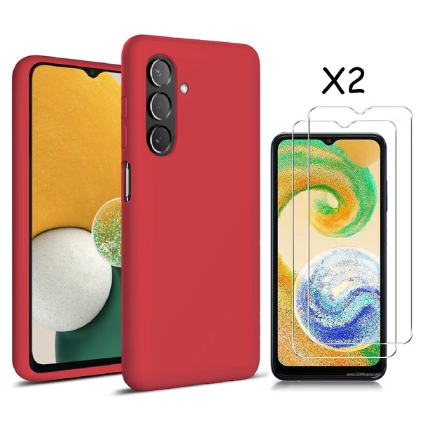 Ntech Hoesje Geschikt Voor Samsung Galaxy A04S / A13 5G Hoesje silicone Liquid Nano soft back cover Met 2x Screenprotector – Rood