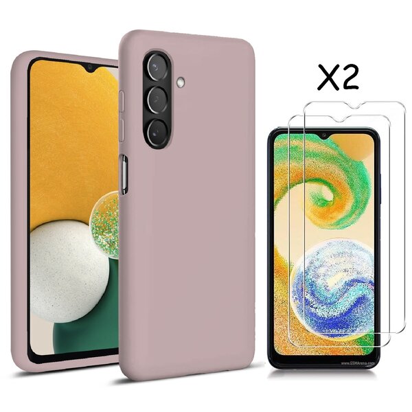 Ntech Hoesje Geschikt Voor Samsung Galaxy A04S / A13 5G Hoesje silicone Liquid Nano soft back cover Met 2x Screenprotector – Pink Sand
