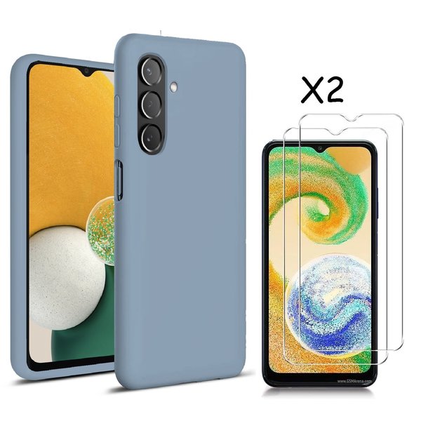 Ntech Hoesje Geschikt Voor Samsung Galaxy A04S / A13 5G Hoesje silicone Liquid Nano soft back cover Met 2x Screenprotector – Licht Blauw
