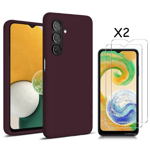 Ntech Hoesje Geschikt Voor Samsung Galaxy A04S / A13 5G Hoesje silicone Liquid Nano soft back cover Met 2x Screenprotector – Wijn Rood