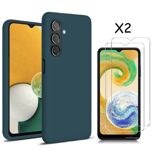 Ntech Hoesje Geschikt Voor Samsung Galaxy A04S / A13 5G Hoesje silicone Liquid Nano soft back cover Met 2x Screenprotector – Pine Groen