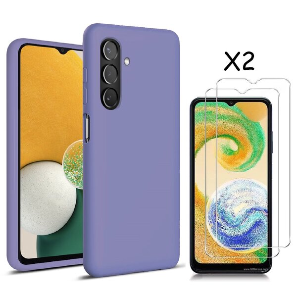 Ntech Hoesje Geschikt Voor Samsung Galaxy A04S / A13 5G Hoesje silicone Liquid Nano soft back cover Met 2x Screenprotector – Lila