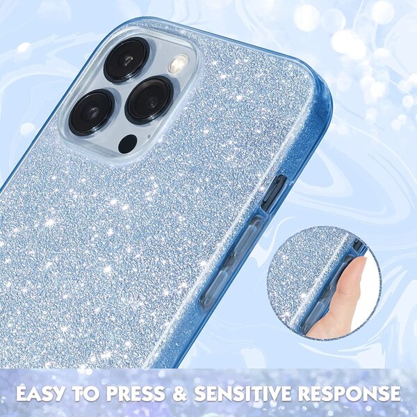 oTronica Geschikt voor iPhone 13 Pro hoesje glitter backcover – Blauw – oTronica