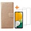 Ntech Hoesje Geschikt Voor Samsung Galaxy A04S / A13 5G hoesje bookcase Met 2x Screenprotector - tempered glass – Goud