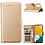 Ntech Hoesje Geschikt Voor Samsung Galaxy A04S / A13 5G hoesje bookcase Met 2x Screenprotector - tempered glass – Goud