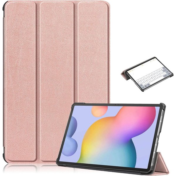 Ntech Hoes Geschikt voor Samsung Galaxy Tab S8 hoes – Hoes Geschikt voor Samsung Galaxy Tab S7 hoes - Book Case - Smart Cover – trifold case – 11 inch – Rose Goud