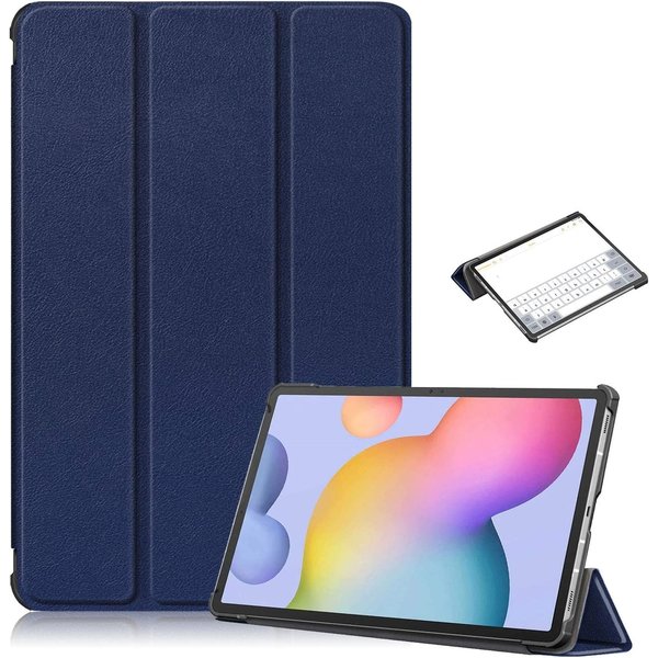 Ntech Hoes Geschikt voor Samsung Galaxy Tab S8 hoes – Hoes Geschikt voor Samsung Galaxy Tab S7 hoes - Book Case - Smart Cover – trifold case – 11 inch – Donker Blauw