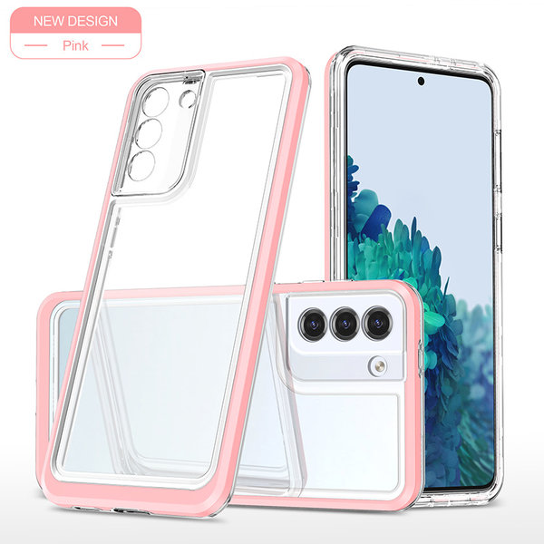 oTronica Hoesje Geschikt Voor Samsung Galaxy S21 hoesje Transparant backcover met bumper case – Roze – oTronica