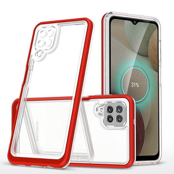 oTronica Hoesje Geschikt Voor Samsung Galaxy A12 5G hoesje Transparant backcover met bumper case – Rood – oTronica