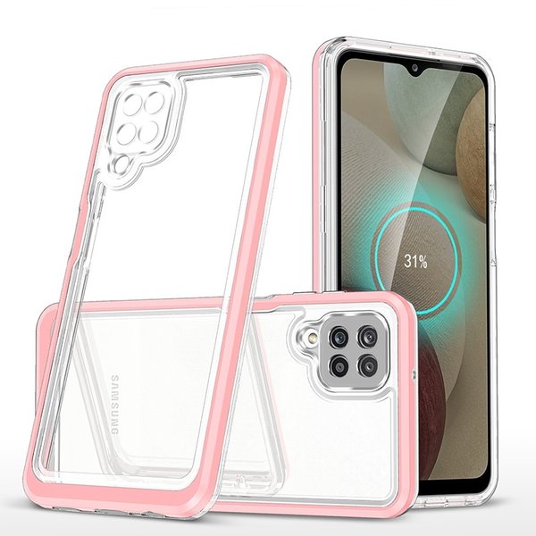 oTronica Hoesje Geschikt Voor Samsung Galaxy A12 5G hoesje Transparant backcover met bumper case – Roze – oTronica