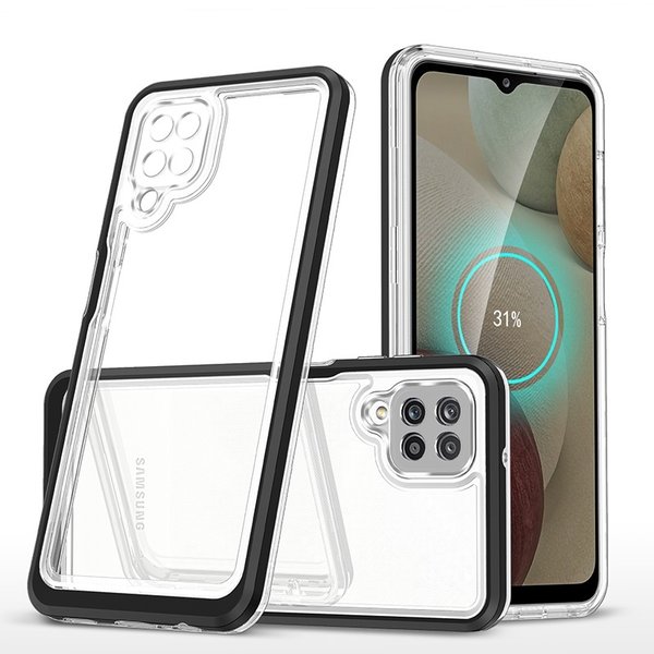 oTronica Hoesje Geschikt Voor Samsung Galaxy A12 5G hoesje Transparant backcover met bumper case – Zwart – oTronica