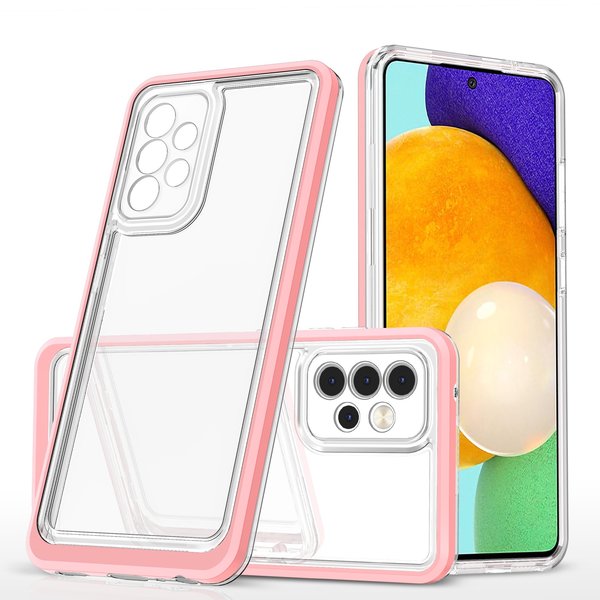 oTronica Hoesje Geschikt Voor Samsung Galaxy A52 hoesje Transparant backcover met bumper case – Roze – oTronica