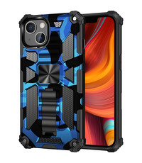 oTronica iPhone 13 Pro Max rugged extreme backcover met ring houder Camouflage blauw