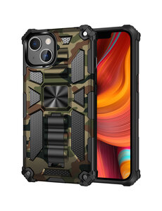oTronica iPhone 13 Pro Max rugged extreme backcover met ring houder Camouflage groen