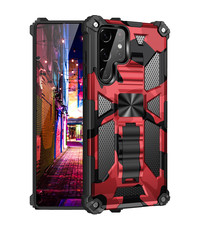 oTronica Samsung S22 Ultra rugged extreme backcover met ring houder Camouflage rood
