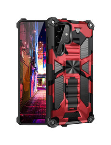 oTronica Samsung S22 Ultra rugged extreme backcover met ring houder Camouflage rood