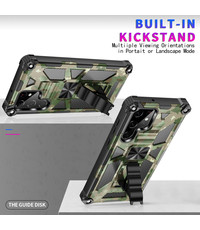 oTronica Samsung S22 Ultra rugged extreme backcover met ring houder Camouflage groen