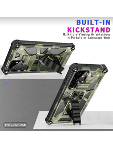 oTronica Samsung S22 Ultra rugged extreme backcover met ring houder Camouflage groen