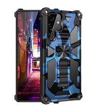 oTronica Samsung S22 Ultra rugged extreme backcover met ring houder Camouflage blauw