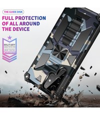 oTronica Samsung S22 Ultra rugged extreme backcover met ring houder Camouflage marineblauw