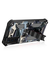 oTronica Samsung S21 Ultra rugged extreme backcover met ring houder Camouflage marineblauw