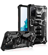 oTronica Samsung S21 Plus rugged extreme backcover met ring houder Camouflage Marmer - Zwart