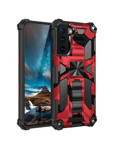 oTronica Samsung S22 Plus rugged extreme backcover met ring houder Camouflage rood