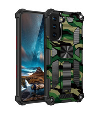 oTronica Samsung S22 Plus rugged extreme backcover met ring houder Camouflage groen