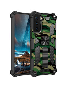 oTronica Samsung S22 Plus rugged extreme backcover met ring houder Camouflage groen