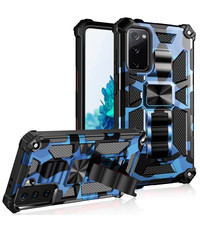 oTronica Samsung S22 Plus rugged extreme backcover met ring houder Camouflage blauw
