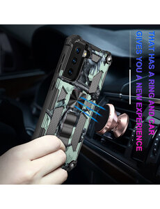 oTronica Samsung S22 rugged extreme backcover met ring houder Camouflage marineblauw