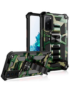 oTronica Samsung S20 FE rugged extreme backcover met ring houder Camouflage groen