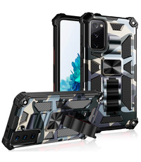 oTronica Samsung S20 FE rugged extreme backcover met ring houder Camouflage marineblauw