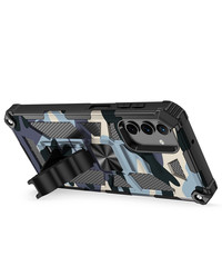 oTronica Samsung A52 rugged extreme backcover met ring houder Camouflage marineblauw