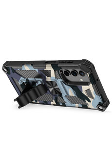 oTronica Samsung A52 rugged extreme backcover met ring houder Camouflage marineblauw