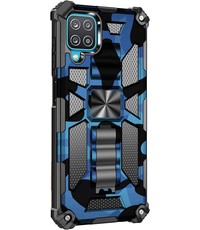 oTronica Samsung A12 5G rugged extreme backcover met ring houder Camouflage blauw