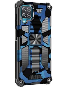 oTronica Samsung A12 5G rugged extreme backcover met ring houder Camouflage blauw