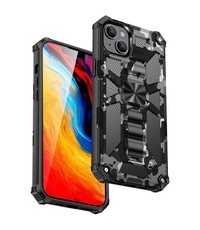 oTronica iPhone 13 Pro Max rugged extreme backcover met ring houder Camouflage Marmer - Zwart