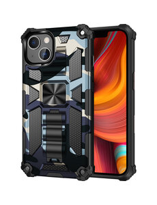 oTronica iPhone 13 Pro rugged extreme backcover met ring houder Camouflage marineblauw