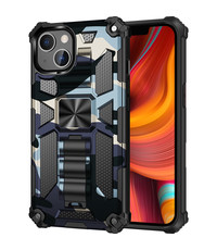 oTronica iPhone 12/12 Pro rugged extreme backcover met ring houder Camouflage marineblauw
