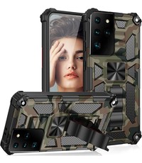 oTronica Samsung S21 Ultra rugged extreme backcover met ring houder Camouflage groen