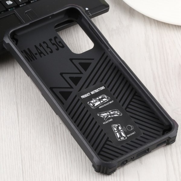 oTronica Hoesje Geschikt Voor Samsung Galaxy A13 hoesje rugged extreme backcover met ring houder Camouflage - Rood