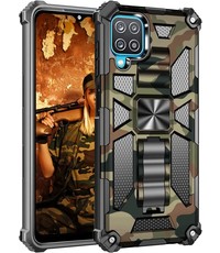 oTronica Samsung A12 5G rugged extreme backcover met ring houder Camouflage groen