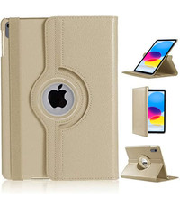 Ntech iPad 2022 hoes Draaibare bookcase Gold - iPad hoes 10th generatie